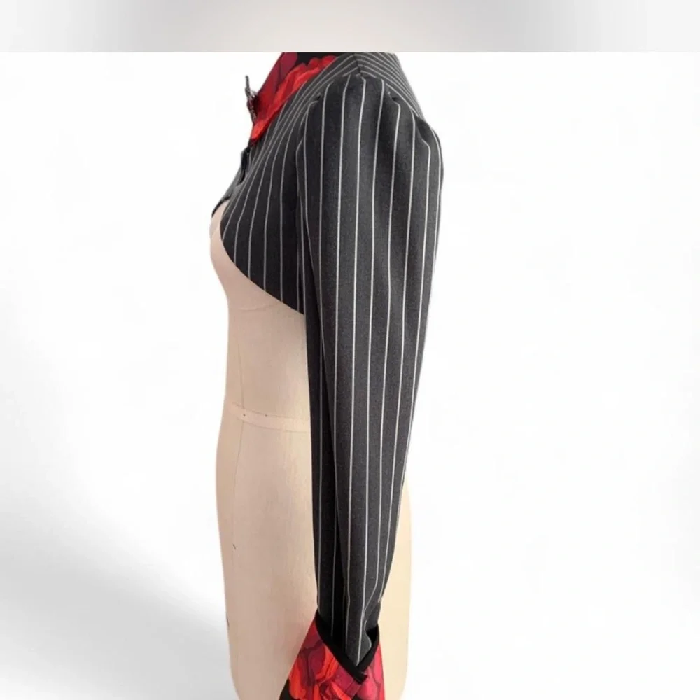 Black and Red Pinstripe Women's Blazer - Picture 10 of 14